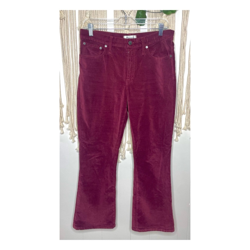 Madewell Cali Demi-Boot Burgundy Red Velvet Mid-Rise Flare Full Length Jeans